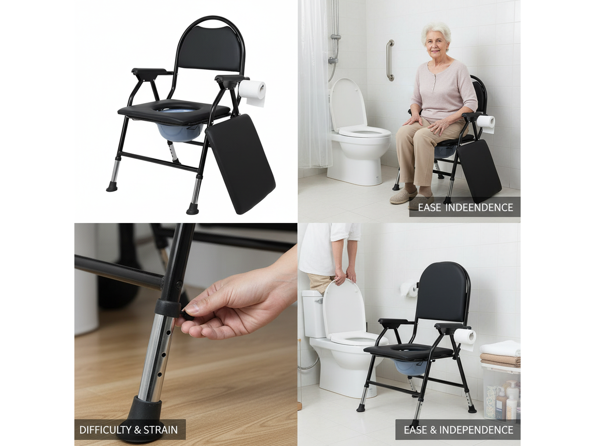 Adjustable Folding Commode Toilet Chair