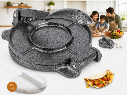 20 cm Cast Iron Tortilla Press with 100 Tortilla Press Papers