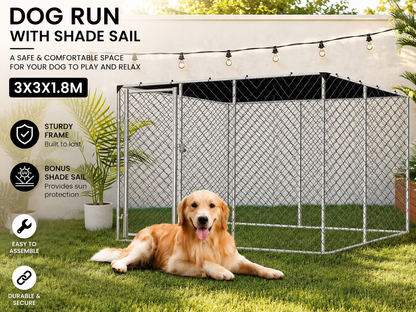 Outdoor Dog Run with Shade Sail