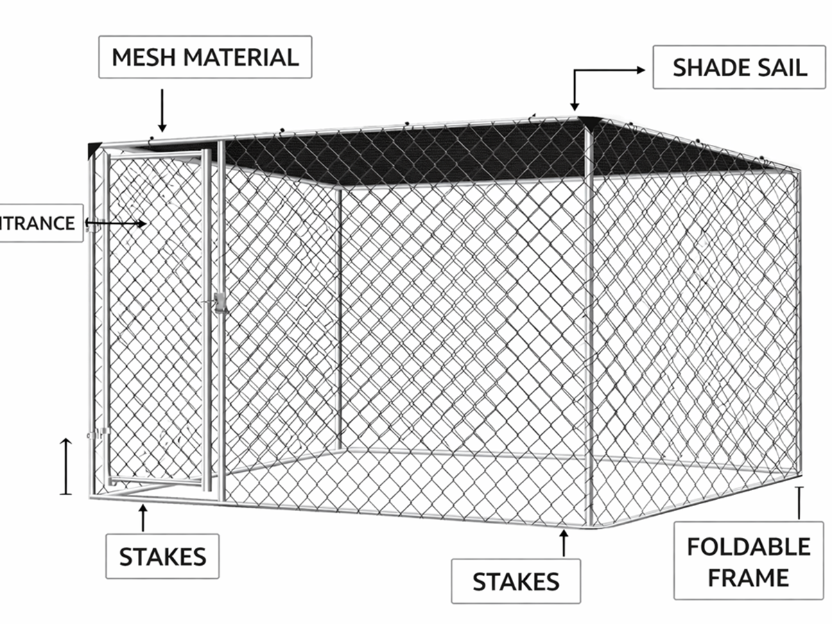 Outdoor Dog Run with Shade Sail
