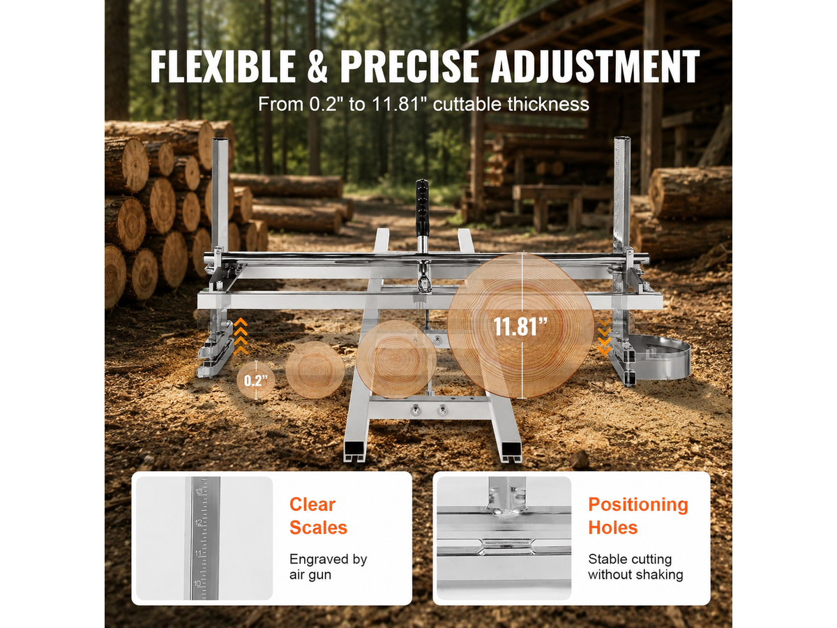 2.74M Chainsaw Mill and Rail Mill Guide System