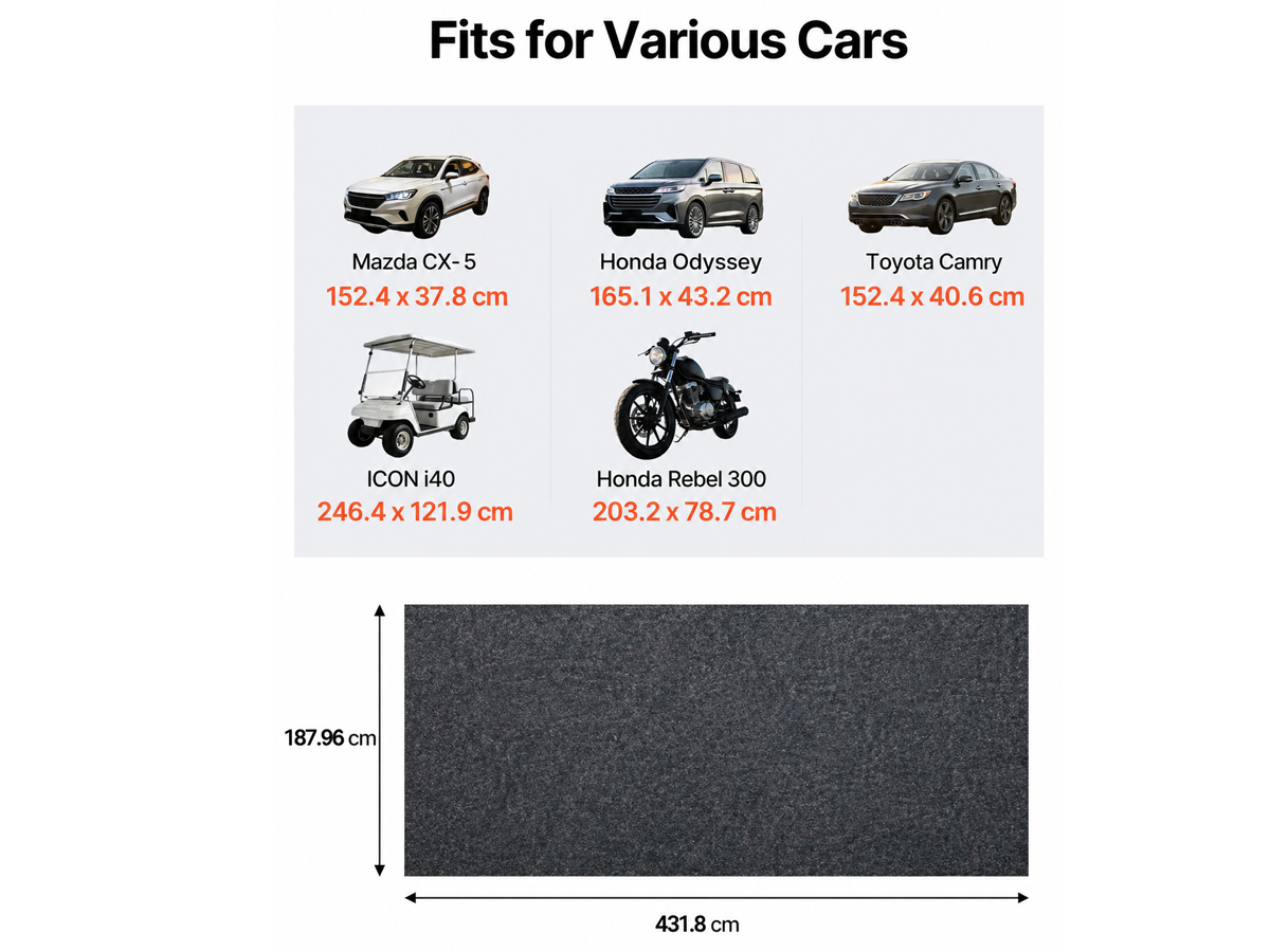 Garage Floor Mat 2.25 x 5.2 M Non-Slip Heavy Duty Waterproof
