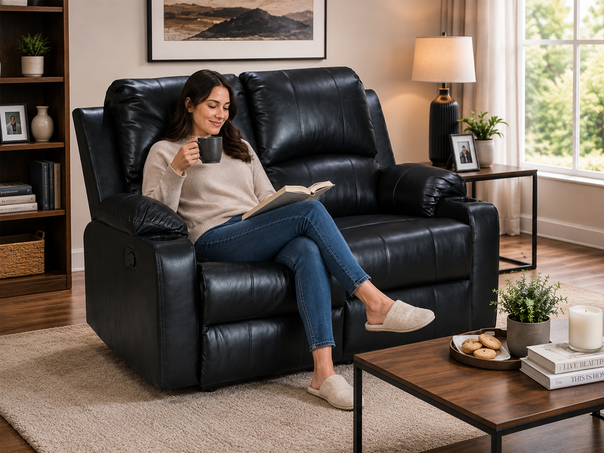 Recliner Sofa Motion Loveseat 2 Seater Leather