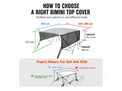 4 Bow Boat Bimini Top Cover 2.1-2.2M