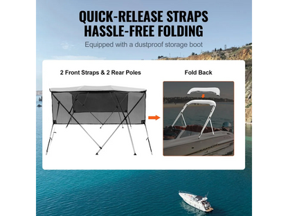 4 Bow Boat Bimini Top Cover 2.1-2.2M