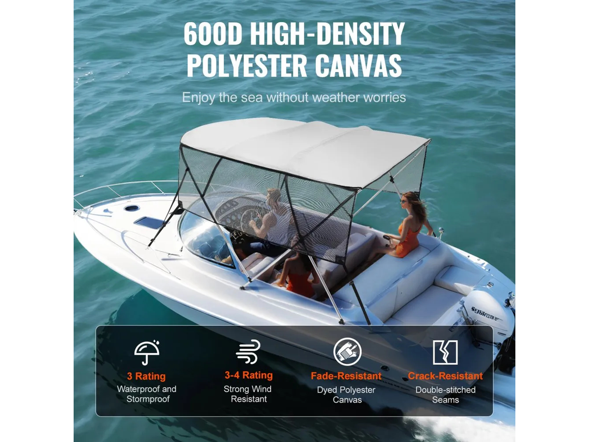 4 Bow Boat Bimini Top Cover 2.1-2.2M
