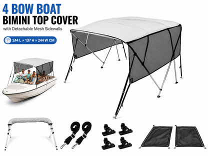 4 Bow Boat Bimini Top Cover 2.1-2.2M