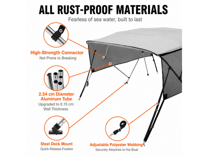 4 Bow Bimini Top Boat Cover 2.0-2.1M