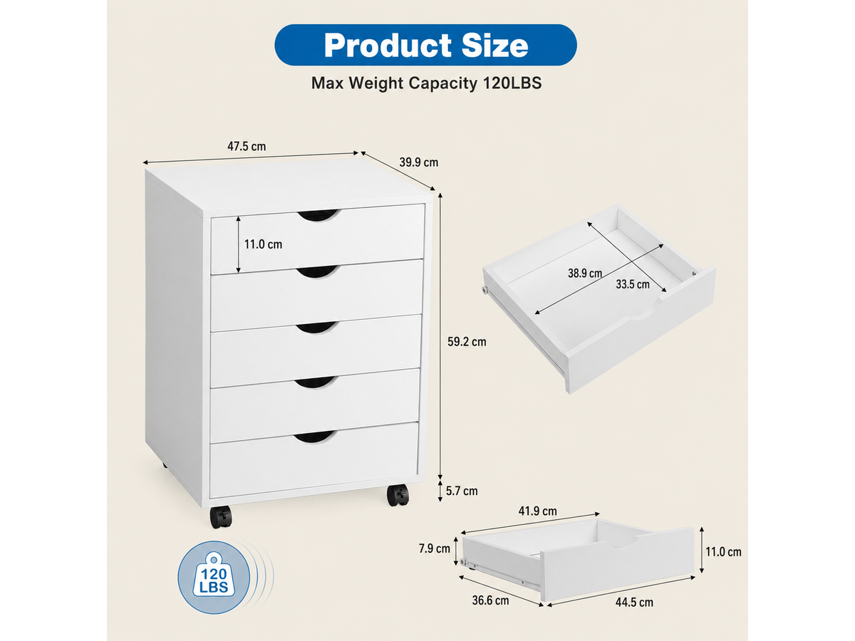 5 Drawer File Cabinet