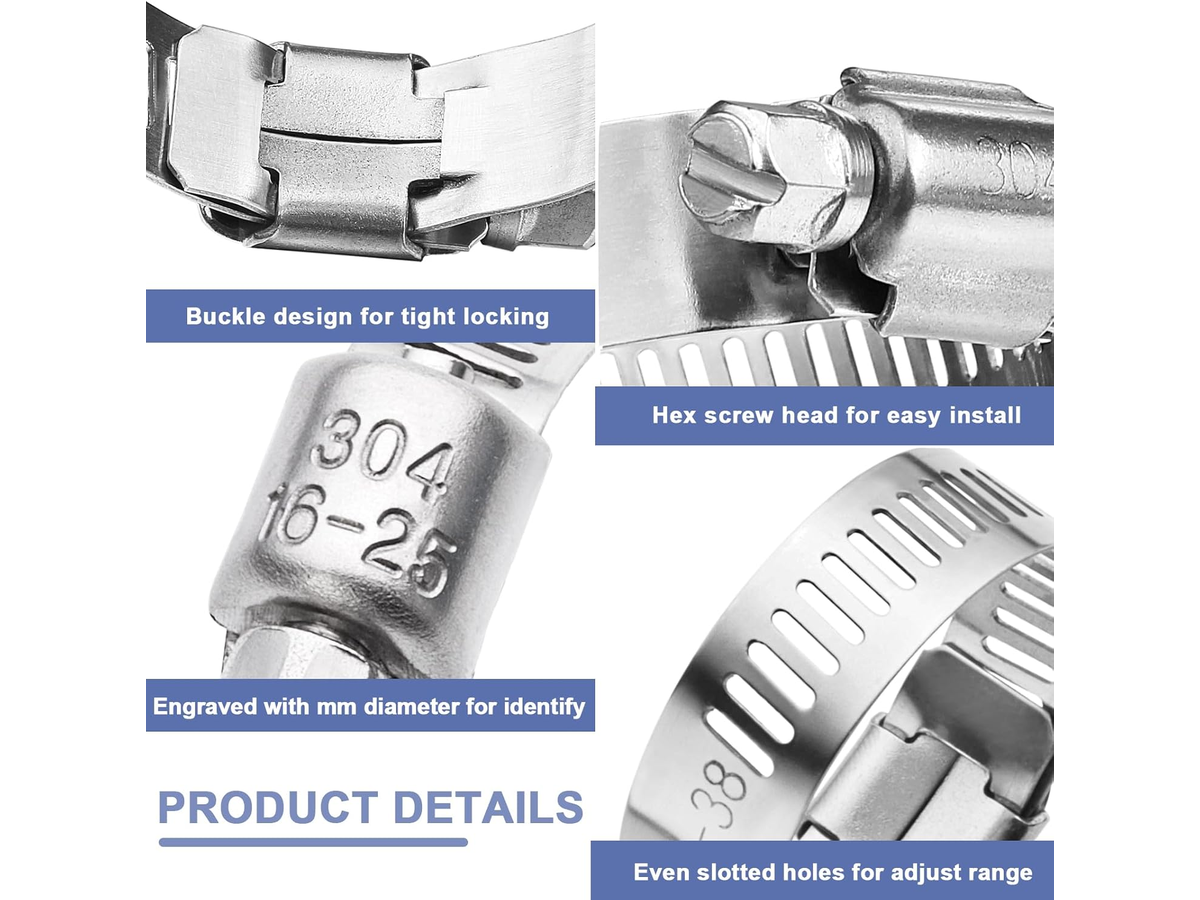 120PCS Hose Pipe Clamps Clips