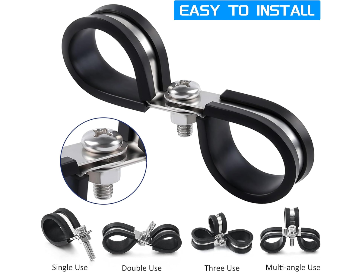Rubber Hose Clamps 42PCS Stainless Steel P Clips Assortment Kit