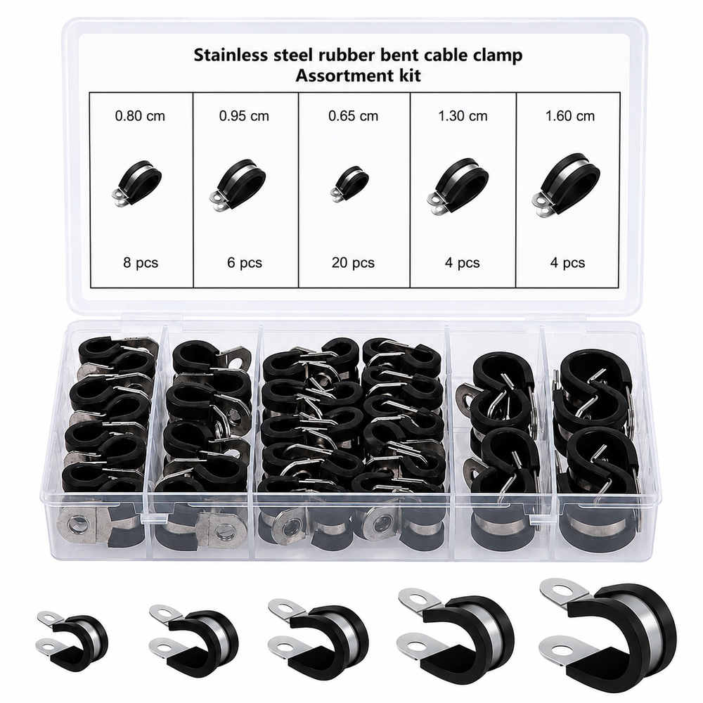 Rubber Hose Clamps 42PCS Stainless Steel P Clips Assortment Kit