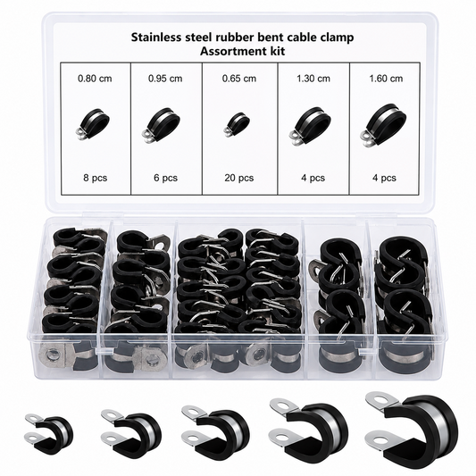 Rubber Hose Clamps 42PCS Stainless Steel P Clips Assortment Kit