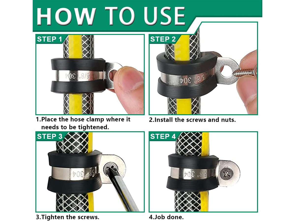 Rubber Hose Clamps 42PCS Stainless Steel P Clips Assortment Kit
