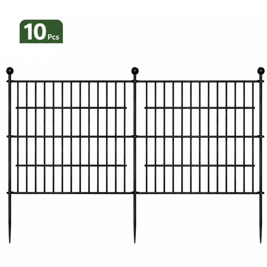 10 Pack Metal Garden Barrier Fence - 80cm Animal Fence Panels