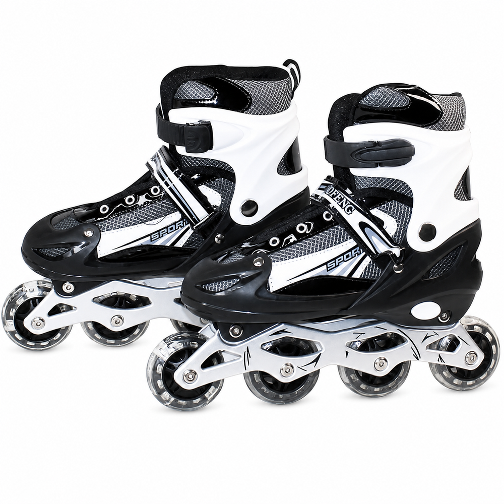 Kids Adjustable Inline Skates with Light Up Wheels Size 28-32