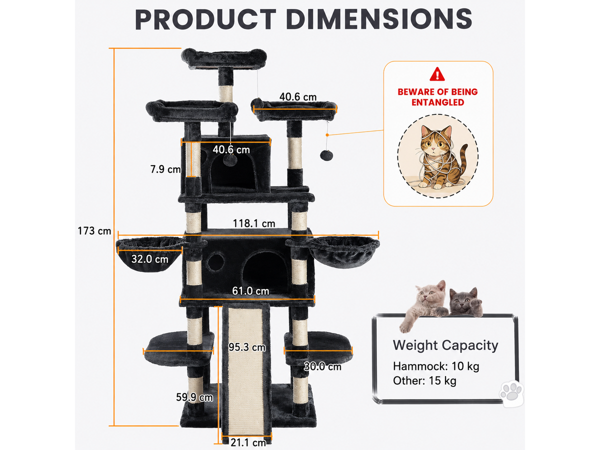 Cat Tree House Tower 173cm