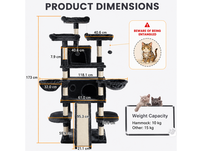 Cat Tree House Tower 173cm
