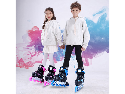 Kids Adjustable Inline Skates with Light Up Wheels Size 33-37
