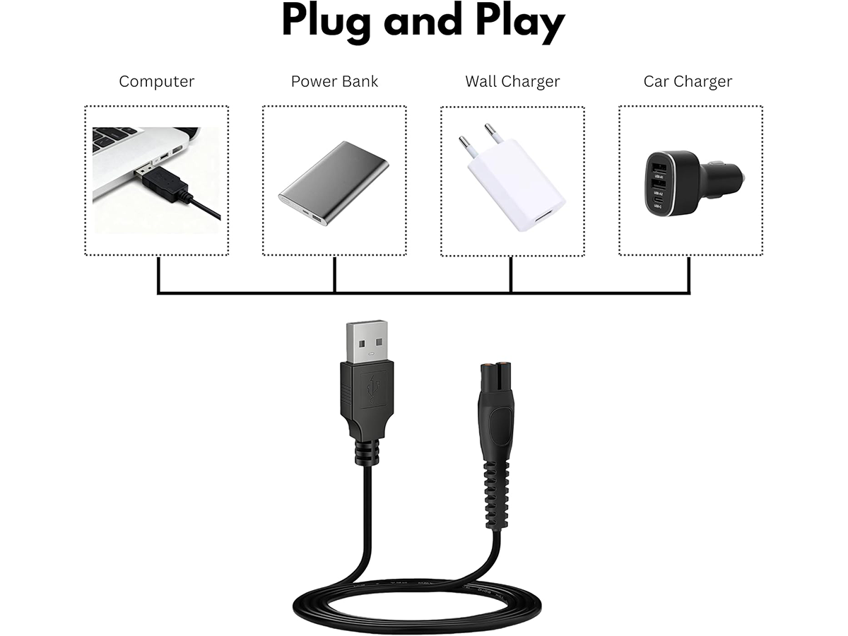 USB Charger Cable for Philips Shaver 5V