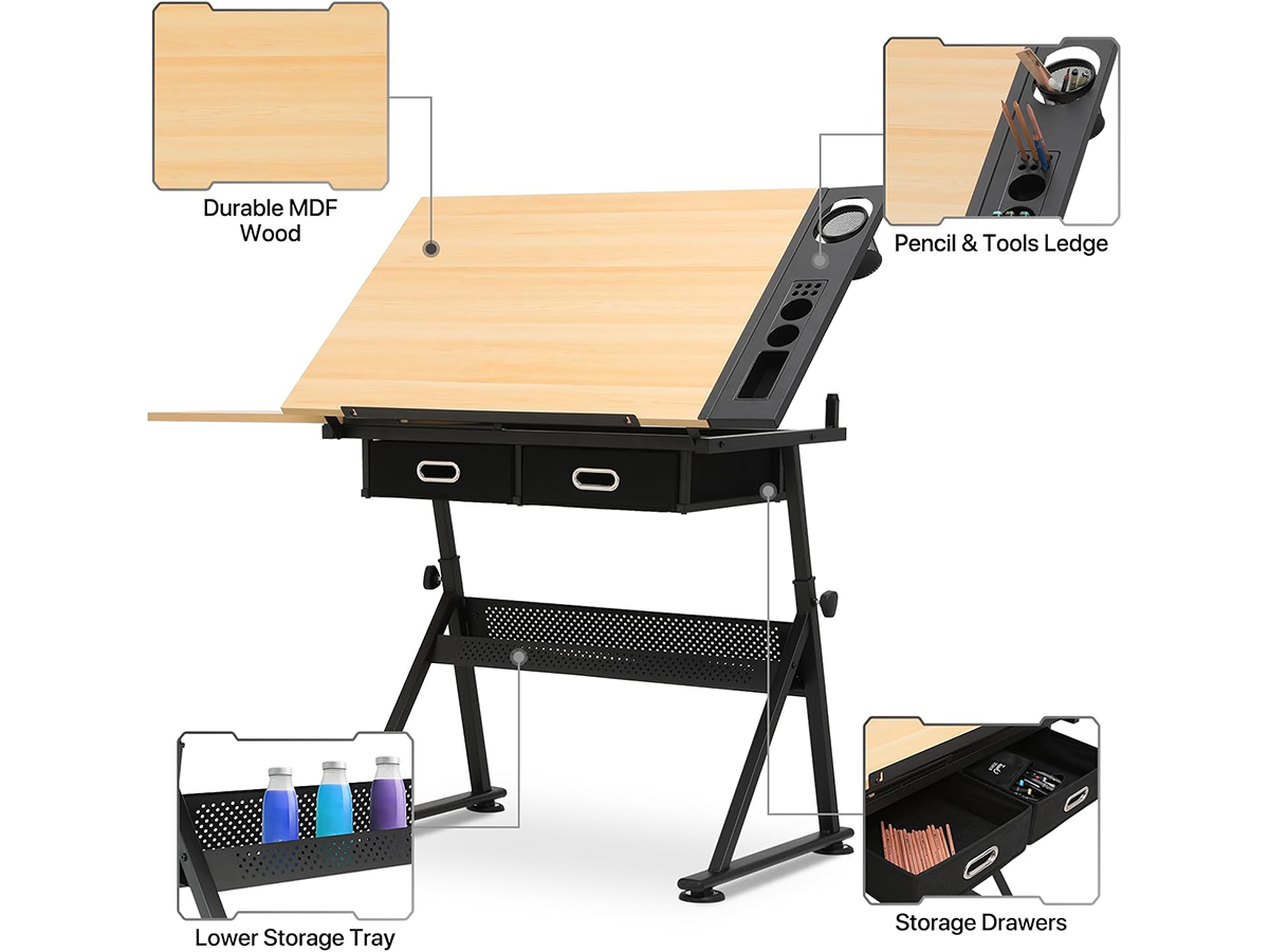 Adjustable Drafting table Drawing Craft Table with Stool