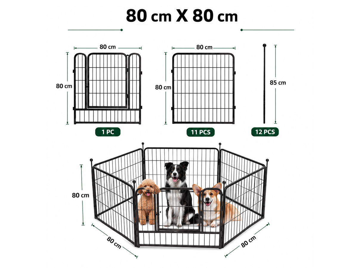 Dog Playpen Pet Play Pen 12 Panel 80*80cm