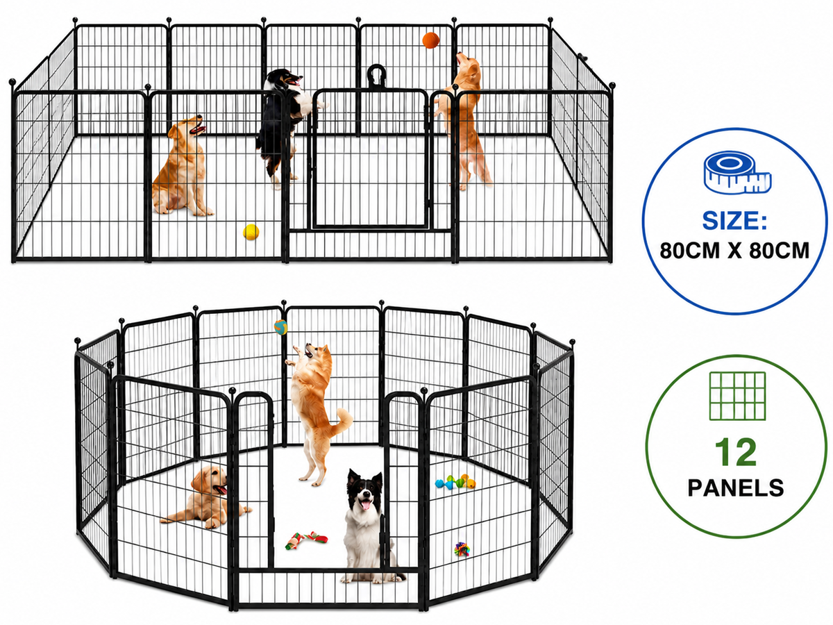 Dog Playpen Pet Play Pen 12 Panel 80*80cm
