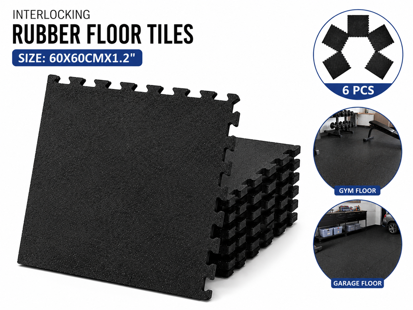 Gym Flooring Rubber Mats 6PCS