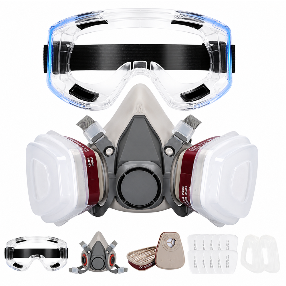 Respirator Mask With Safety Glasses