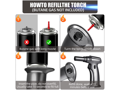 Butane Gas Blow Torch Adjustable Refillable Kitchen Torch