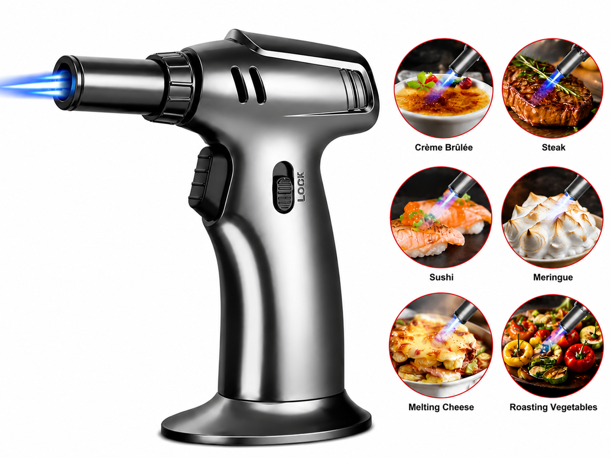 Butane Gas Blow Torch Adjustable Refillable Kitchen Torch
