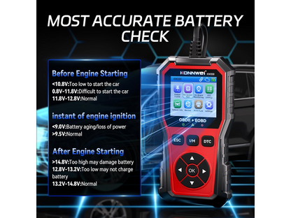 KONNWEI KW330 OBD2 Scanner with Battery Test