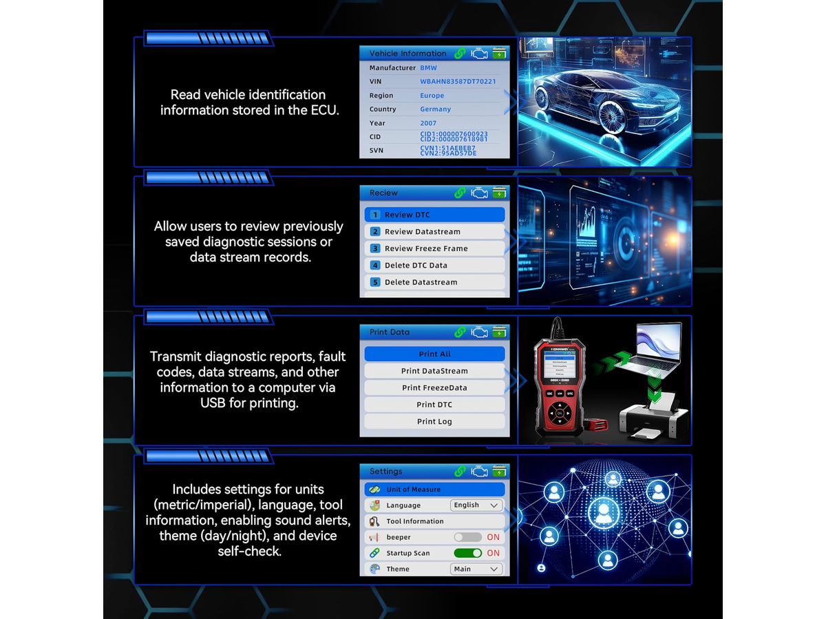 KONNWEI KW330 OBD2 Scanner with Battery Test