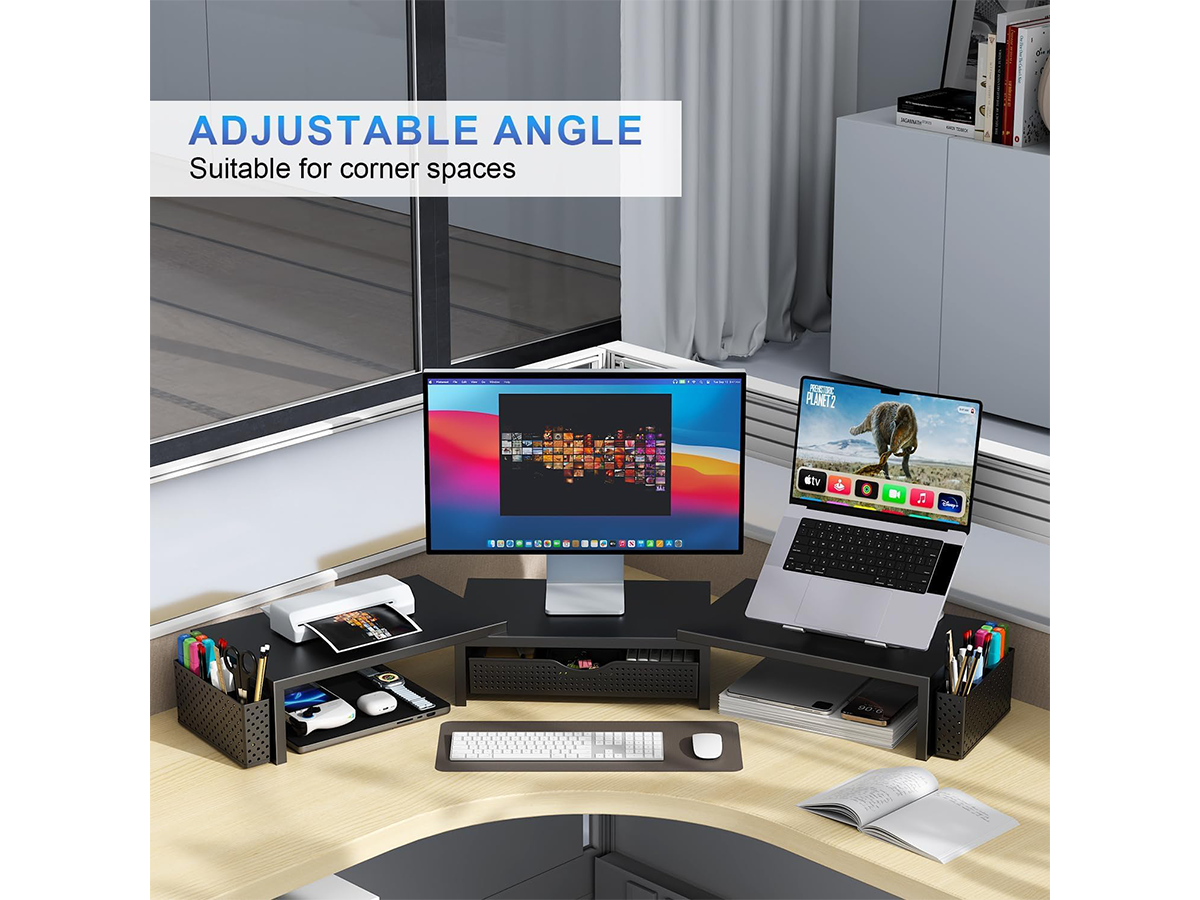 Modern Dual Monitor Laptop Stand with Adjustable Length