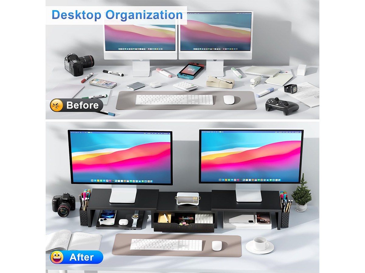 Modern Dual Monitor Laptop Stand with Adjustable Length