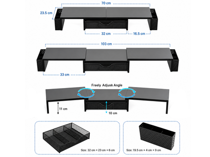 Modern Dual Monitor Laptop Stand with Adjustable Length
