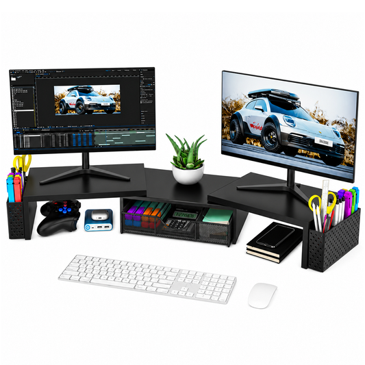 Modern Dual Monitor Laptop Stand with Adjustable Length