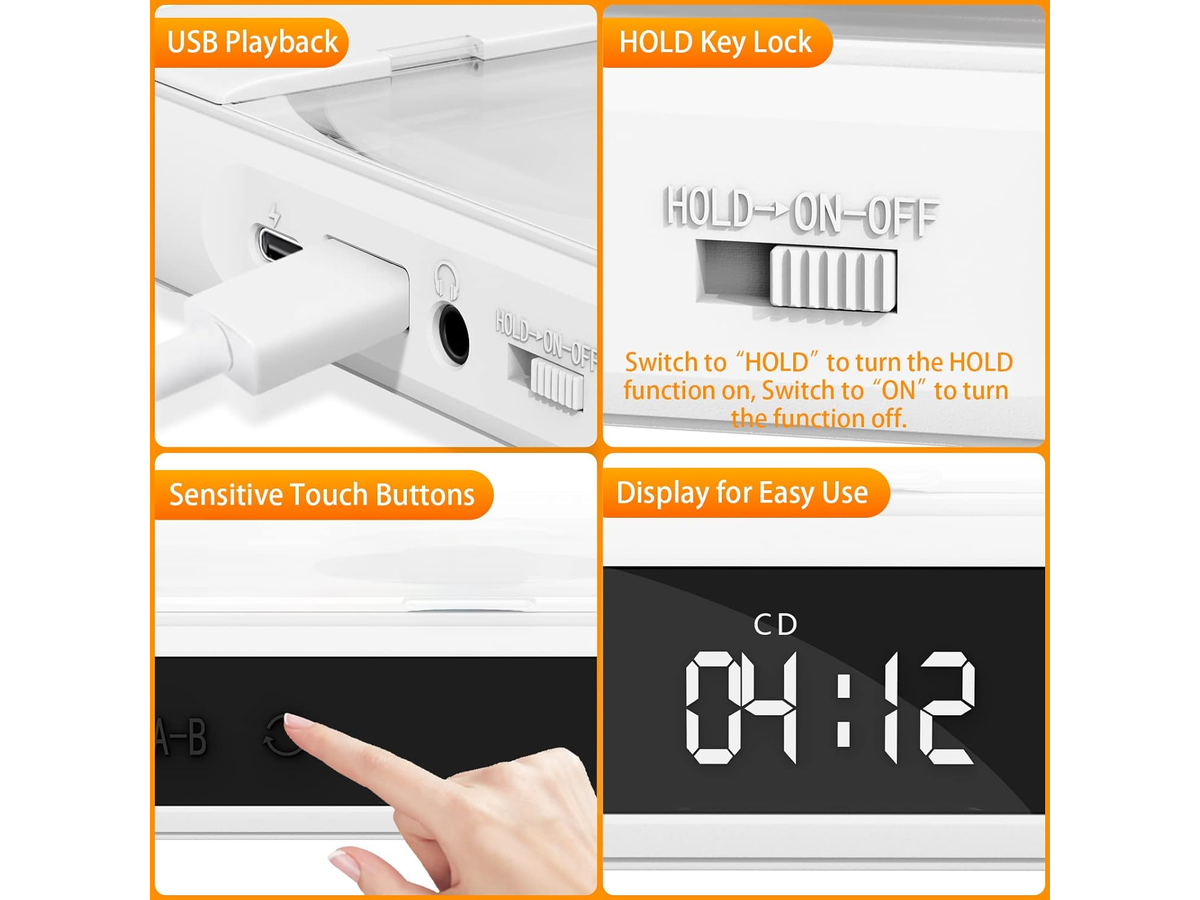 Rechargeable CD Player with Bluetooth