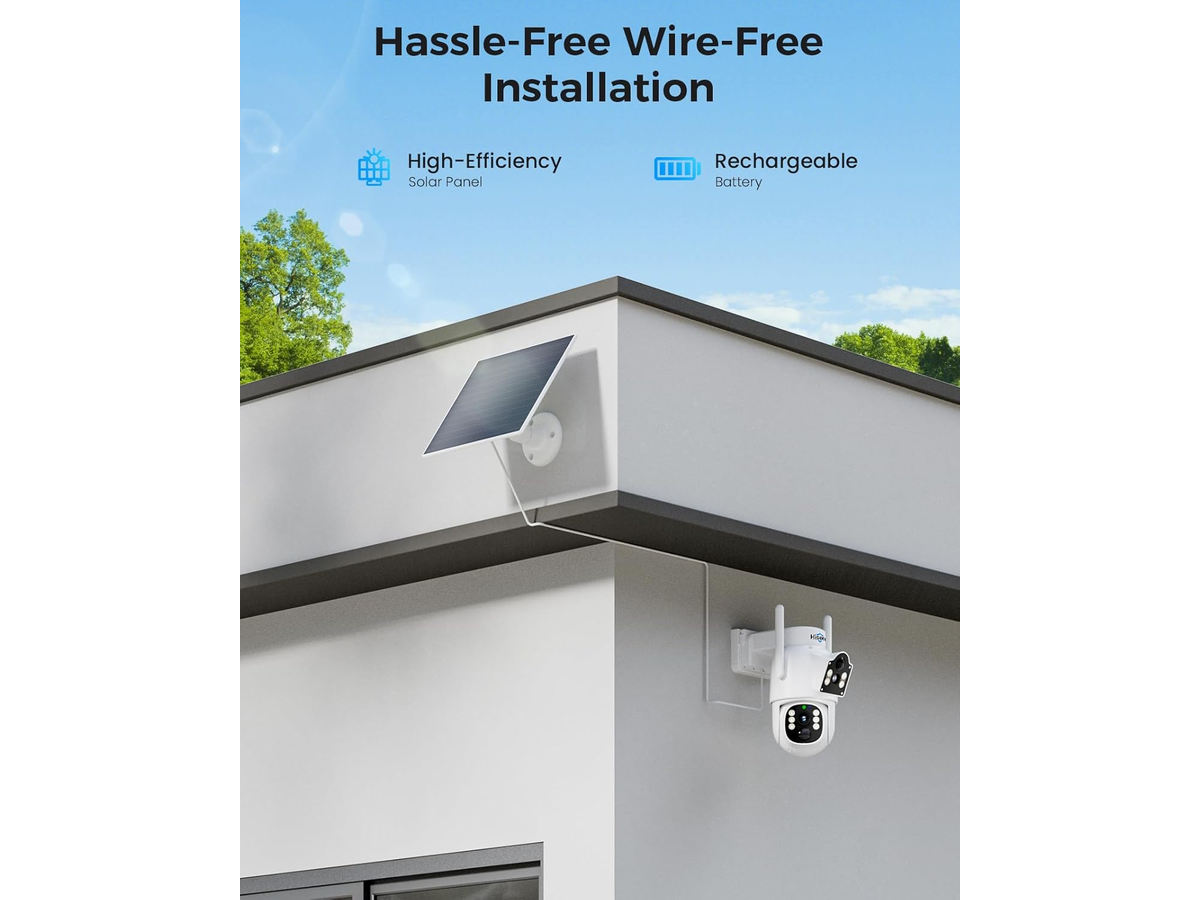 Solar Security Camera 4MP Dual Lens Wireless PTZ Outdoor Camera