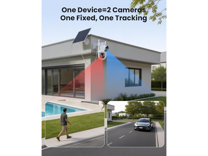 Solar Security Camera 4MP Dual Lens Wireless PTZ Outdoor Camera