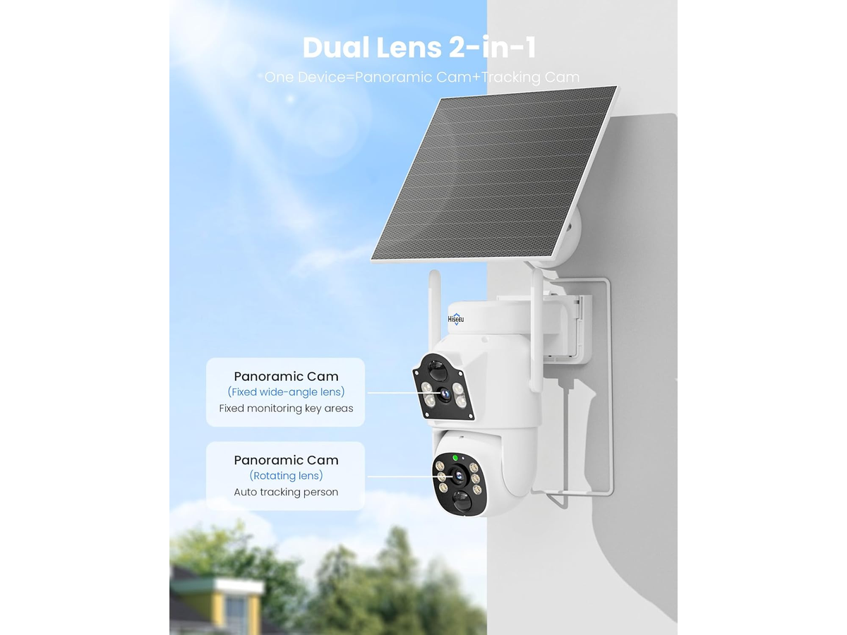 Solar Security Camera 4MP Dual Lens Wireless PTZ Outdoor Camera