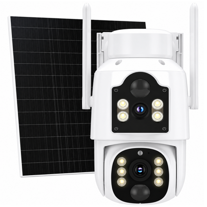 Solar Security Camera 4MP Dual Lens Wireless PTZ Outdoor Camera