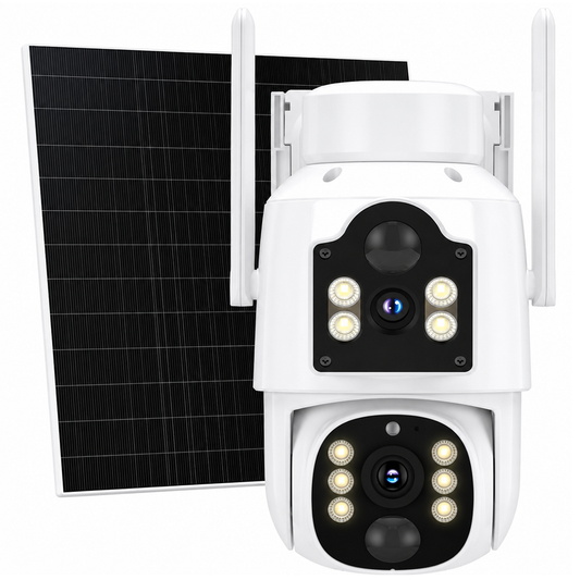 Solar Security Camera 4MP Dual Lens Wireless PTZ Outdoor Camera
