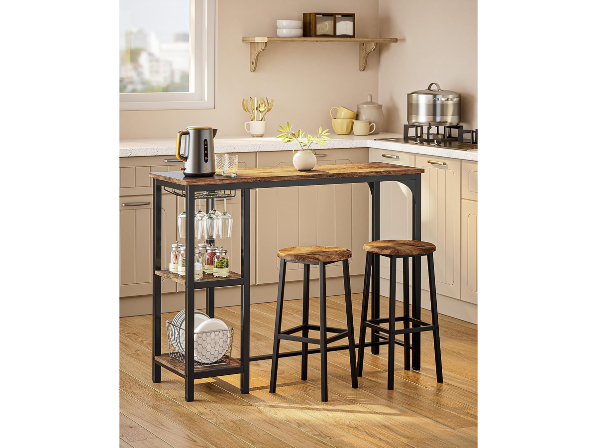 Bar Table and Stools Set Dining Desk Kitchen Chairs