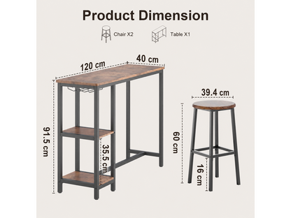 Bar Table and Stools Set Dining Desk Kitchen Chairs