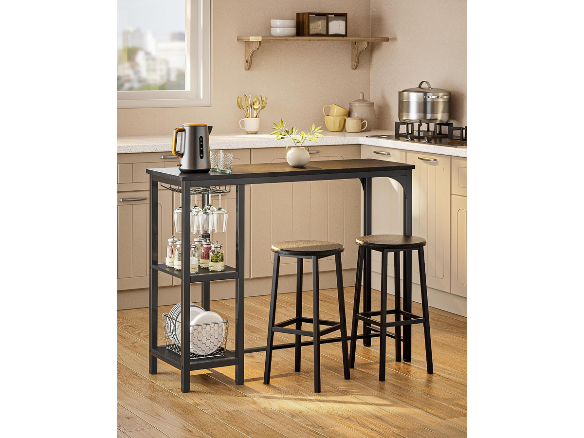 Bar Table and Stools Set Dining Desk Kitchen Chairs