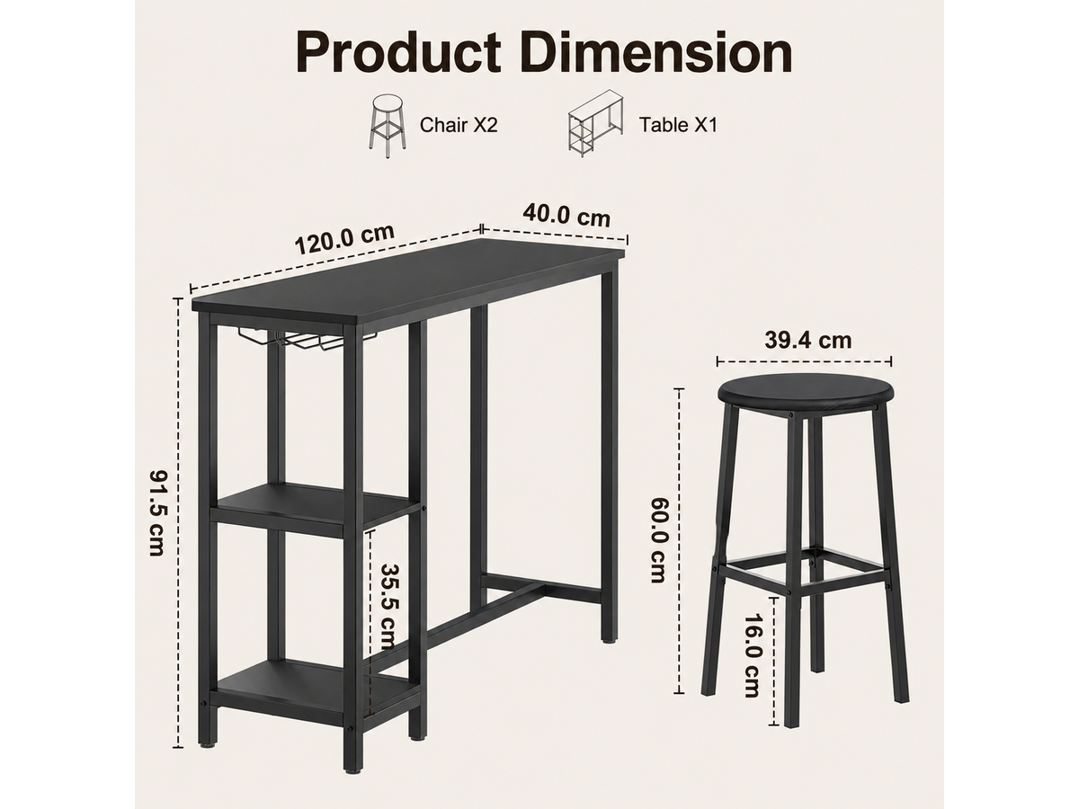 Bar Table and Stools Set Dining Desk Kitchen Chairs