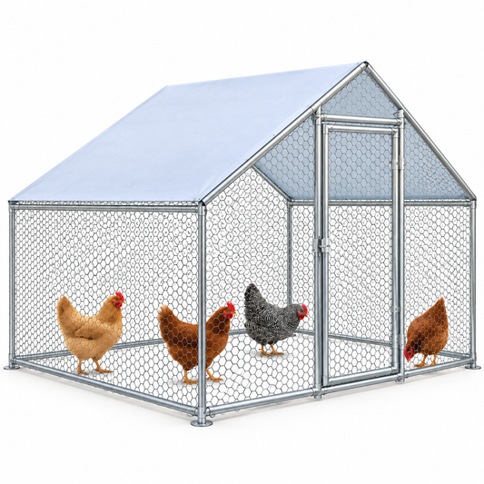 Metal Chicken Coop Run with Roof Cover