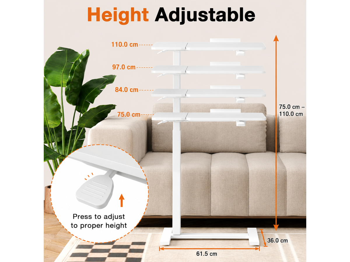 Adjustable Overbed Table with Tilting Desktop