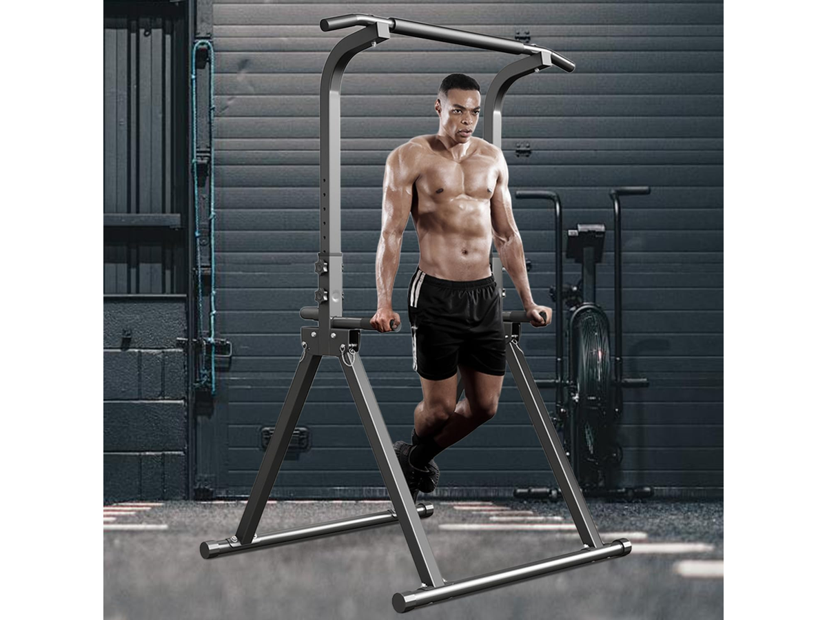 Power Tower Pull Up Bar Dip Station Bench Foldable